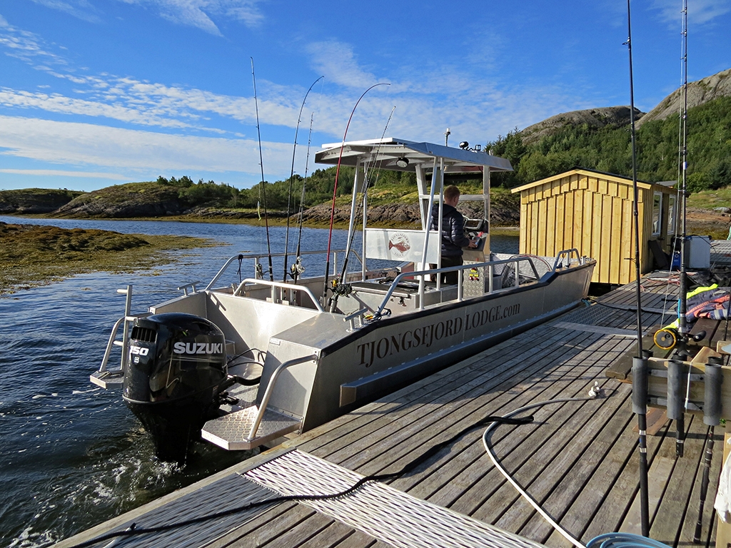 Safe fishing boat for a private fishing activities at Tjongsfjord Lodge