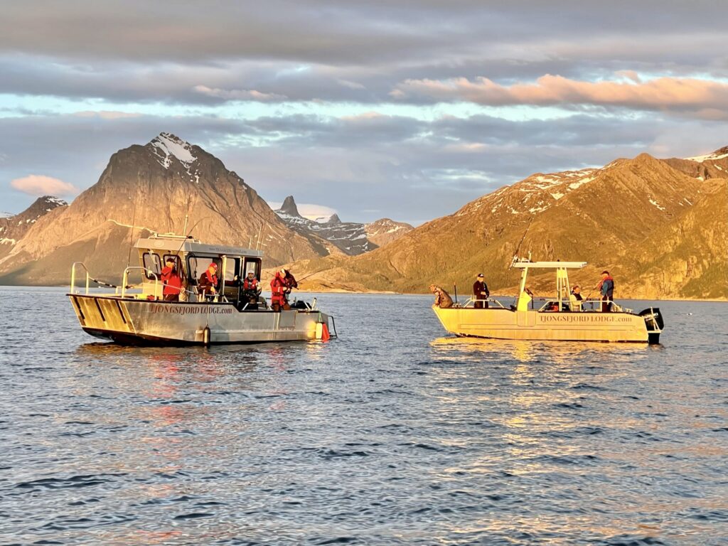 Our boats are equipped with everything you need for a successful day on the water, including downriggers, fish finders, and high-powered engines. Join us for an unforgettable fishing adventure at Tjongsfjord Lodge.